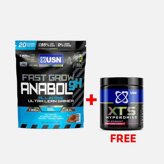 Fast Grow Anabolic 1kg STRAW & CHOC + Free XTS Hyperdrive Fruit Fusion